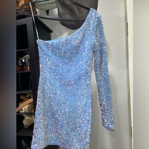 Velvi Shimmering Blue Sequin Dress mini